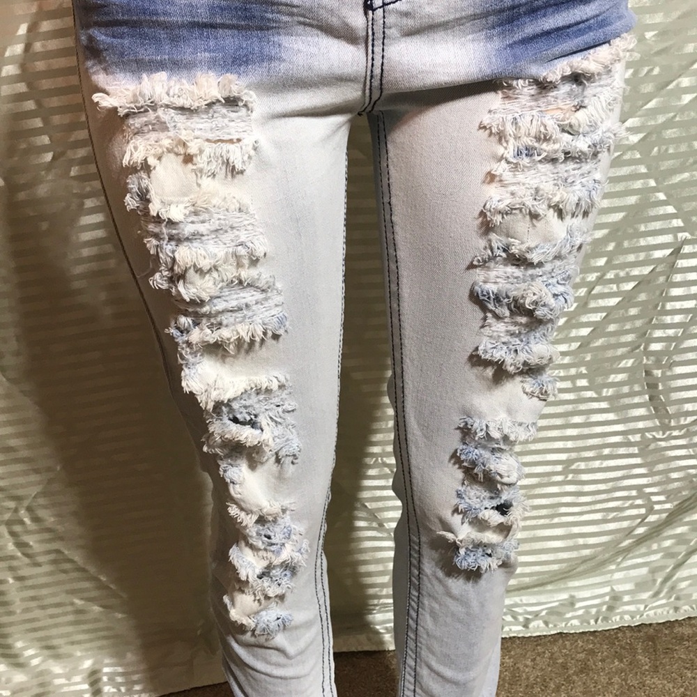 Twenty one Black High Waisted Acid  Destroyed Jean